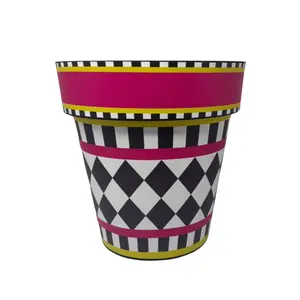 8.5" Neon Checkerboard Planter
