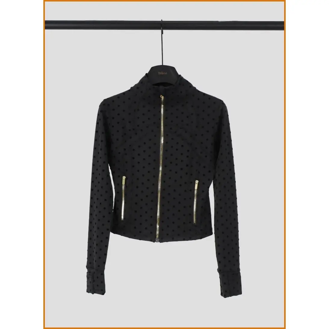 Black short top gold zipper