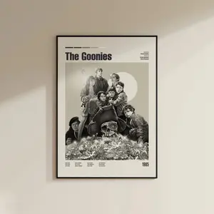 The Goonies Retro Movie Poster Midcentury Modern Minimal Art Design Best Films of All Time Custom Wall Decor 1985