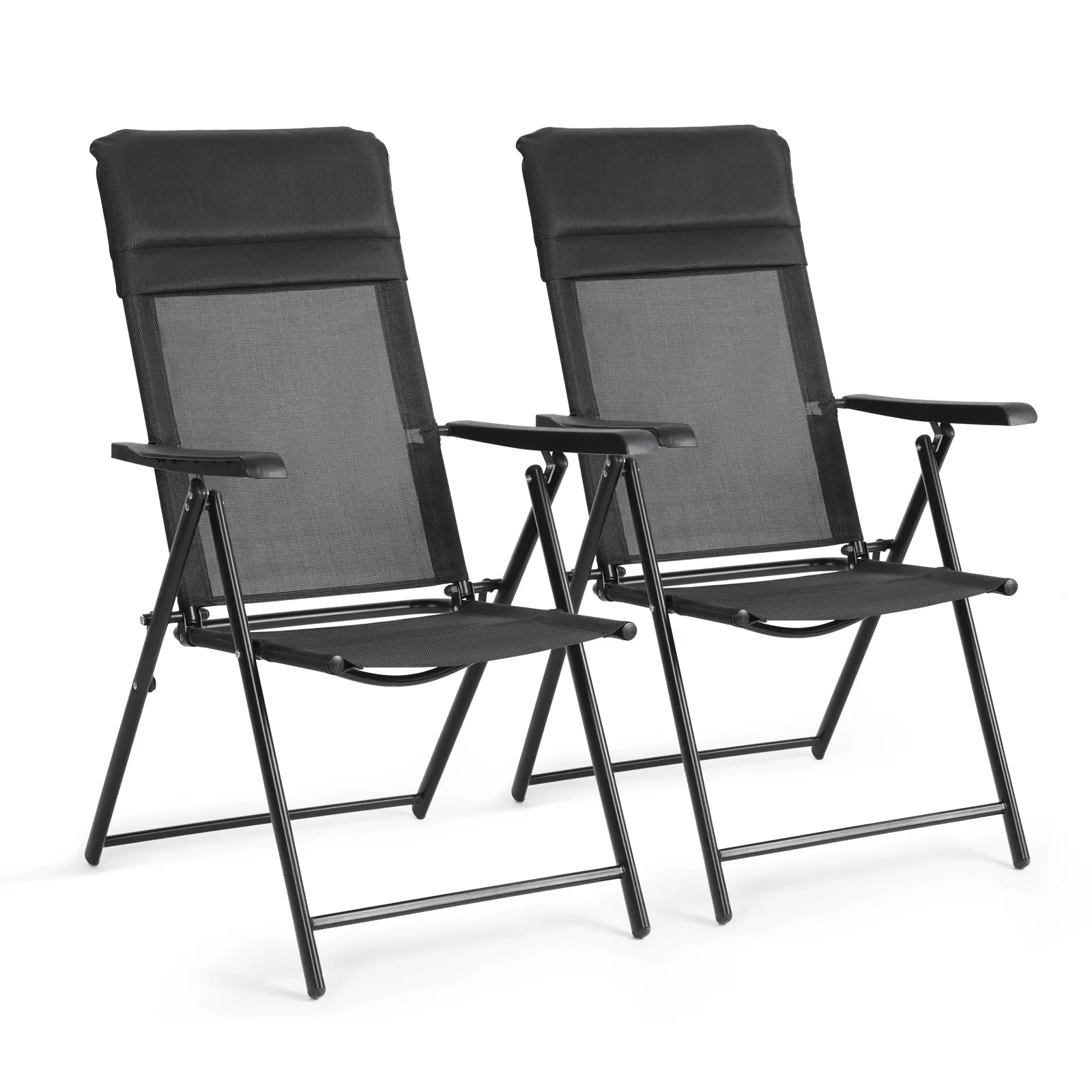 VOWNER 2 Piece Outdoor Folding Camping Chair with Headrest, Adjustable Angles, Thick Frame, Comfortable Curve Design,catnap chair