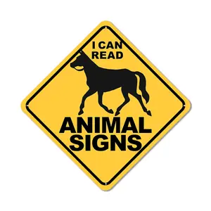 I Can Read Animal Signs Colorful Animal Crossing Traffic Signs and Simple Rhyming Text, 8x8 inch Indoor/Outdoor Sign, Funny Novelty Metal sign