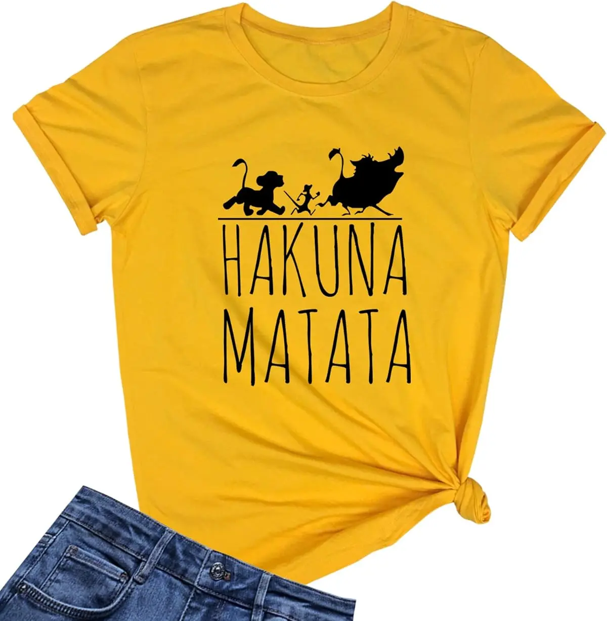 Hakuna Matata Shirt, Don't Worry Shirt, Cartoon Quote Shirt, Funny Vintage Rock and Roll Country Music Shirt, Funny Concert Outfit Short Sleeve Vacation Tops