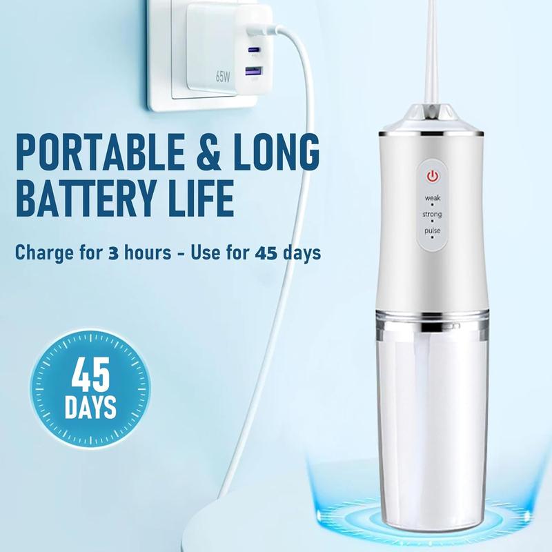 Electric Water Flosser Cordless for Teeth 3 Modes 4 Jet Tips Cleaning and Flossing Water Dental Portable Floss Irrigator Oral Water Flossed Rechargeable  Travel Adults
