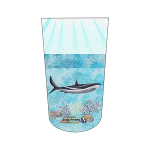 Amputee Sock "Shark by Ocean Floor v1", Prosthetic Limb Sock, 3ply Stump Sock
