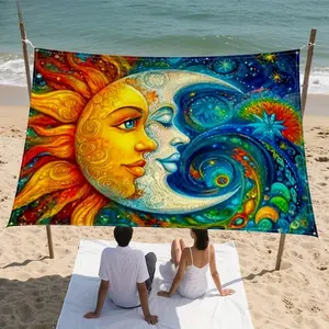 1Pcs Sun and Moon Face Art Outdoor Canopy, suitable for courtyard shading, camping gear, picnic settings, outdoor birthday parties and festive events, holiday decorations, equipped with fixed ropes (support poles not included)
