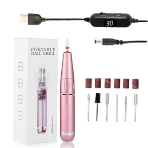 Portable Electric Nail Drill USB e-File Nails Machine with LCD Digital Display for Acrylic Nails Glazing Grinder Professional Manicure Pedicure Cuticle Remover Gel Polish Gift Women Home Salon