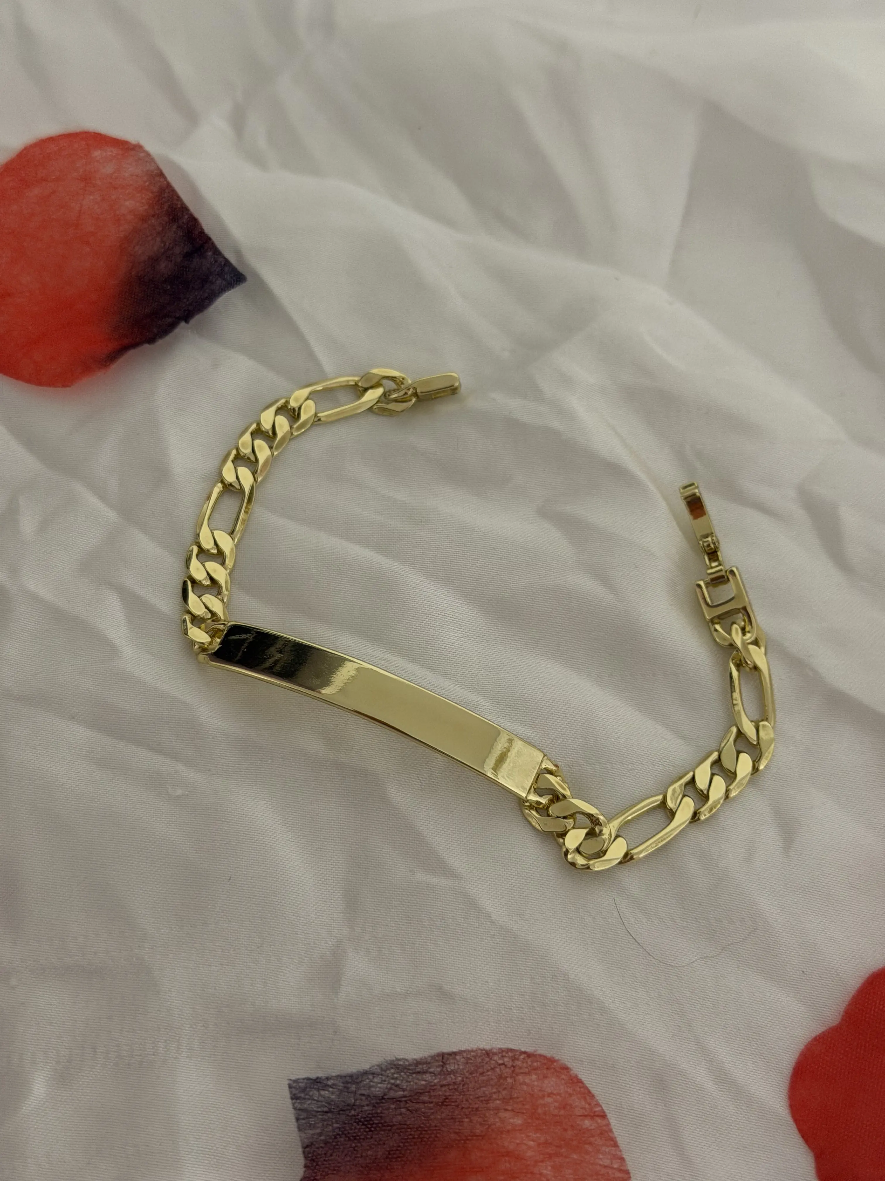 Gold Color Chain Bracelet with Personalized Engraving Option for Customization