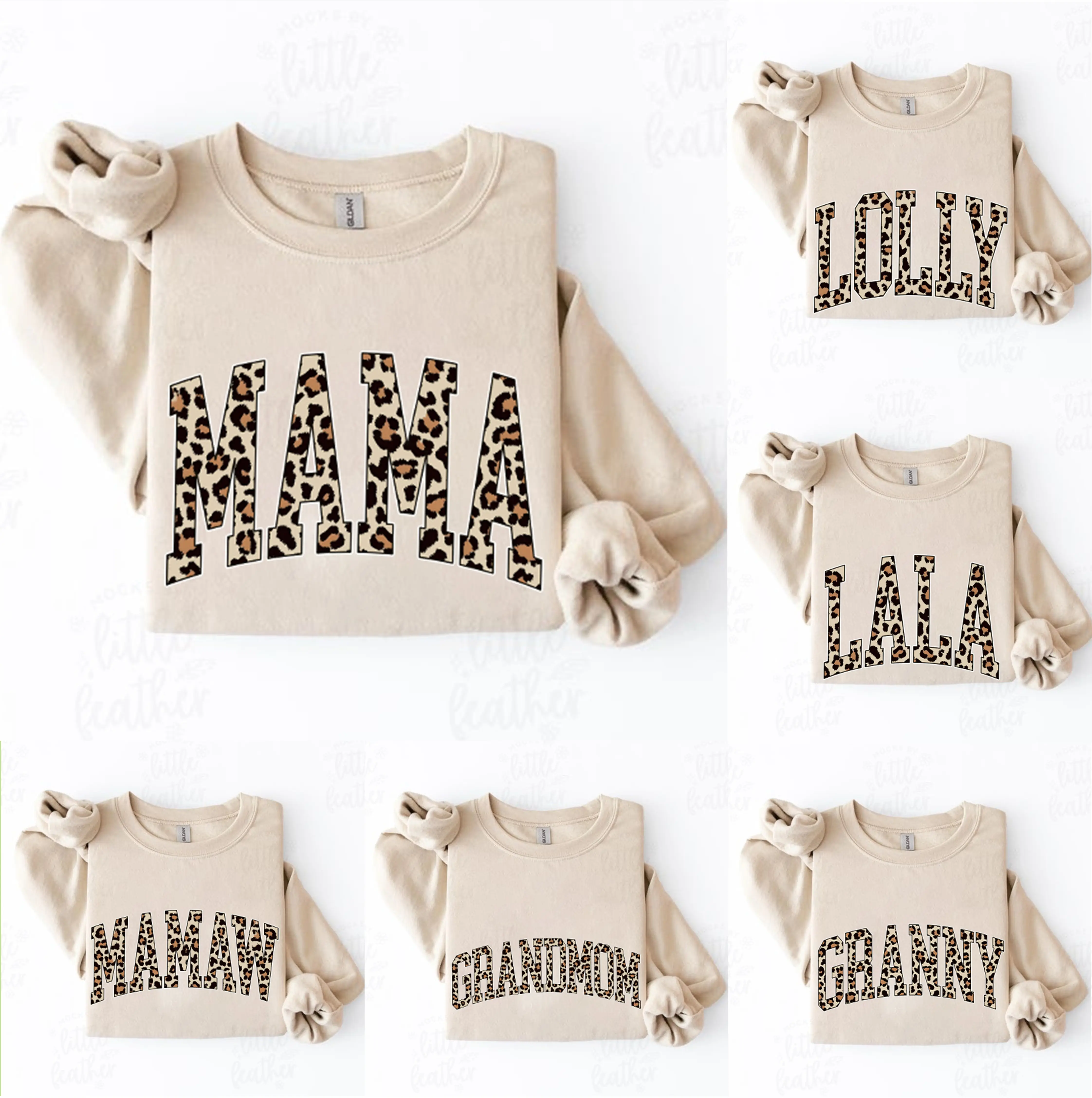 Custom Leopard Mama Sweatshirt, Personalized Mother's Day Gift, Black Crewneck for Mom Nana Gigi Mimi Granny Auntie, Retro Varsity Letter Pullover, Trendy Cheetah Print Gift for New Mom