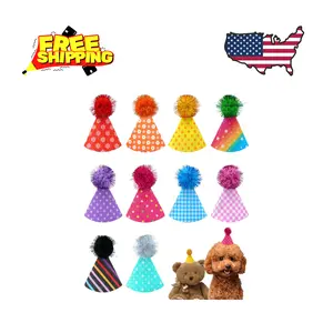 10 Pack Mini Party Hats for Small Dog Birthday Stuffed Animals Puppy Cats