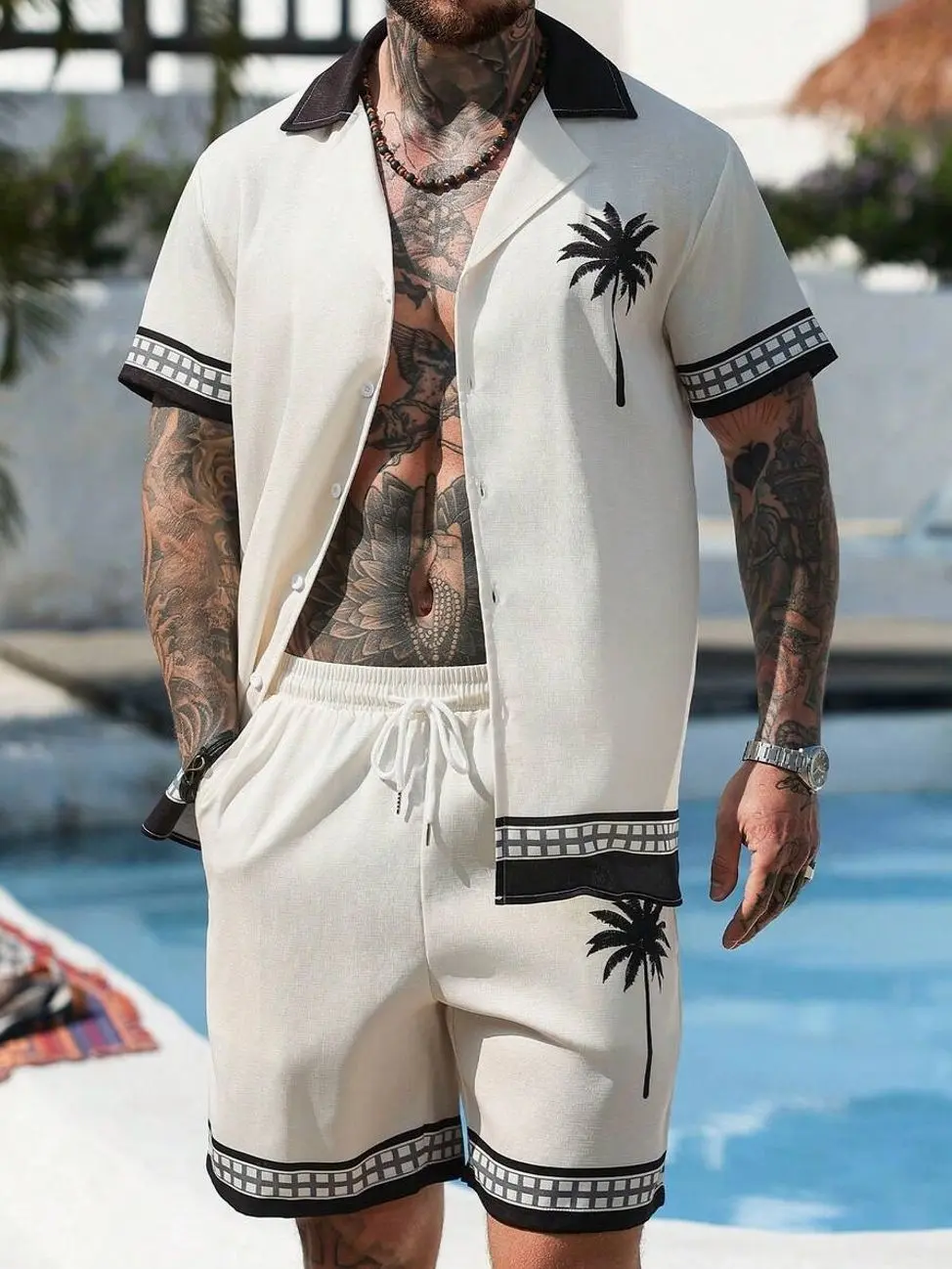 Men's Hawaiian Floral Print Shirt & Shorts Set - Summer Tropical Vacation Beachwear, Resort Wear Outfit