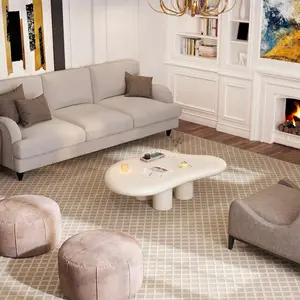 Cloud Coffee Table, Cute Coffee Table, Upgraded White Modern Tea Table, Irregular Indoor End Table for Living Room, Free Shape Coffee Table with 4 Legs
