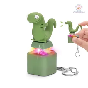 3PCS Lizard Keychain Sound – Rechargeable Lizard Button with Colorful Lights and Sound,Everyday Fun Fidget Keychain, Portable Stress Relief & Office Prank Fun Fidget Toy for Everyday Use