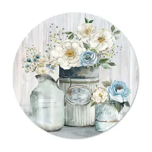 Courtside Market French Garden Flowers II 12x12Circular Wood