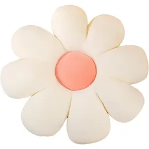 Flower Shaped Throw Pillow - Soft Seating Cushion Floor Pillow for Room Decor, Plush Pillow for Bedroom, Sofa, Bed, Reading (15 Inch, White)