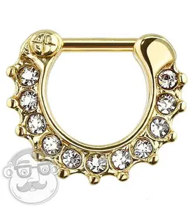 16G Clear Gem IP Gold Septum Clicker