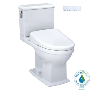 TOTO WASHLET+ Connelly Two-Piece Elongated Dual Flush 1.28 and 0.9 GPF Toilet and Classic WASHLET S7A Classic Bidet Seat, Cotton White - MW4944734CEMFG#01, MW4944734CEMFGA#01
