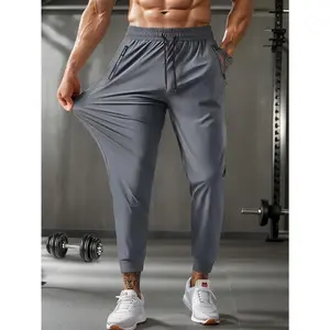 [Stretch Jogging Pants] Black Men's Breathable Stretch Jogging Pants - with Zipper Pockets, Adjustable Waist, Ideal for Gym, Running & Outdoor Activities, Versatile Joggers | Sporty Look | Functional Zippers