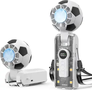 Portable Handheld Turbo Fan with Cooling, Rechargeable Soccer Personal Fan, Powerful 5 Speeds 4-Mode LED 180° Foldable, Up to 12Hrs Small Pocket Hand Fan for Travel, Outdoor, Office & Football Fans Usb Protection