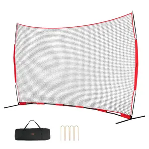 fathersdaygift VEVOR Barricade Backstop Net, 16x10 ft Ball Sports Barrier Netting, Portable Practice Equipment with Carry Bag, Protection Screen for Baseball Softball Lacrosse Soccer Hockey Training, for Backyard