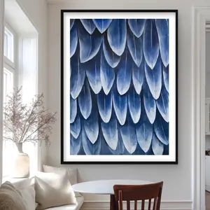 212 MAIN Bohemian Animals Framed Photo Print Wall Art - 36x48 in., Plumage Blue, Matted Frame, Vibrant Feather Array, Artistic Nature Artwork, Home Decor & Room Decor Gift for Home Supplies