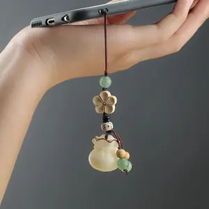 Vintage Creative Handmade Bodhi Money Bag Phone Chain Pendant High-end Car Keychain Lucky Fortune Bag Bag Hanging Ornament
