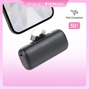 iWALK LinkPod 5000mAh 2-in-1 Connector Portable Power Bank - Fast Charging Dual Port Electronic Phone Charger, 2-Way Charge for iPhone & Android, USB Battery Adapter, Compact Travel Gadget