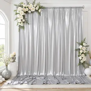 10FT x 10FT Silver Sequin Backdrop Curtain, 2 Panels 5x10FT Shimmer Glitter Photo Booth Background Drapes for Wedding Reception Party Event Photography Decor