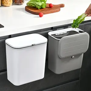 Large Capacity Odor-Sealing Kitchen Wall-Mounted Trash Can - 1pc Rectangle Shape Plastic Waste Bin - No Electricity Needed with Hook