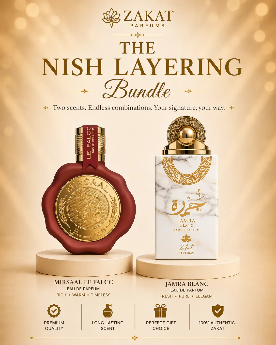 Nish Layering Bundle I Jamra Blanc by Zakat + Mirsaal Love Letter Eau De Parfum 3.4 FL OZ Each Unisex