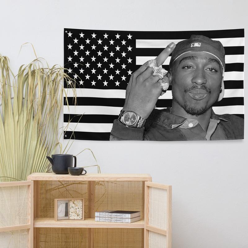 Tupac American Flag - Hip Hop Legend Tapestry 40in*60in Tapestry Decor