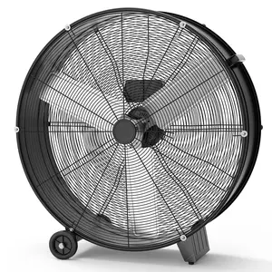 30 in Industrial Drum Fan | High Velocity Floor Fan with 3 Speeds (6000 CFM) | Heavy Duty Metal Shop Fan for Warehouse, Garage, Patio, Basement | Portable Air Circulator with Wheels & Handles