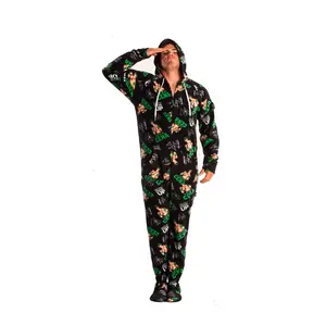 Green Cash Money Hooded Adult Pajamas