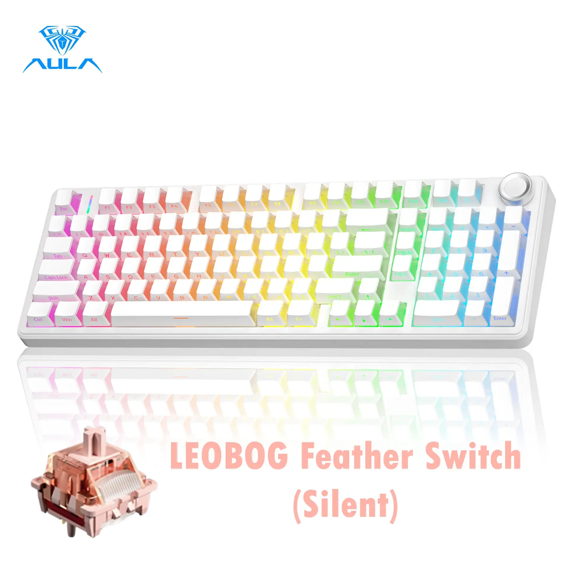 [Silent Switches]AULA F99 Pro Tri-Mode Mechanical Wireless Keyboard with Knob BT5.0/USB-C/2.4GHz,Hot Swappable,Pre-lubed Switches,Gasket Structure,RGB Backlit Computer Gaming Keyboard (Black) Creamykeyboard Office PC Accessories TikTokShopfalldealsforyou
