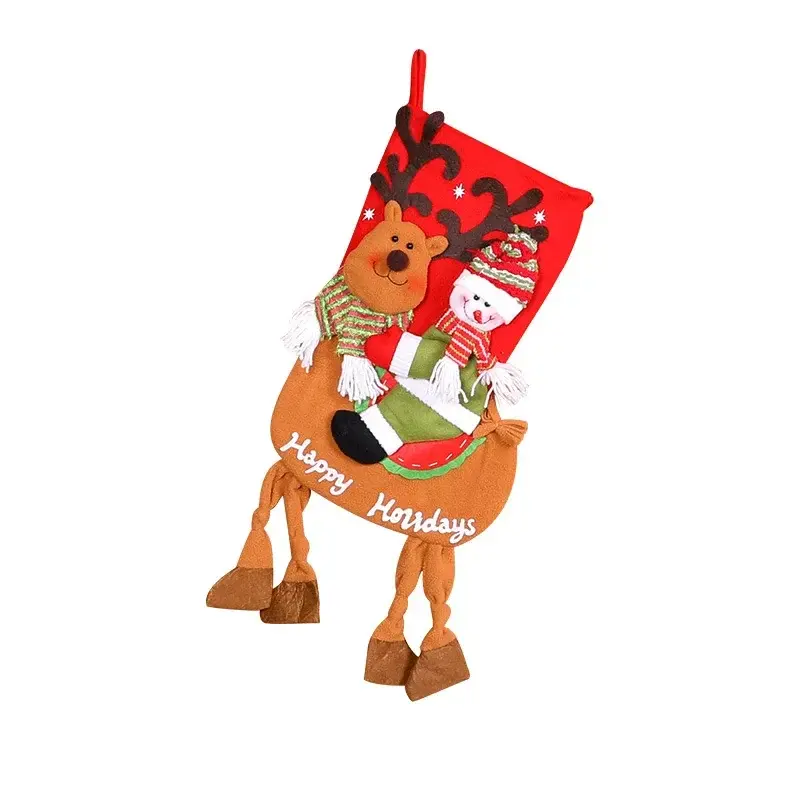 Guopei02 2022 New 3D Plush Large Xmas Tree Decoration Santa Christmas Stockings For Kids Gift Bag Ornaments