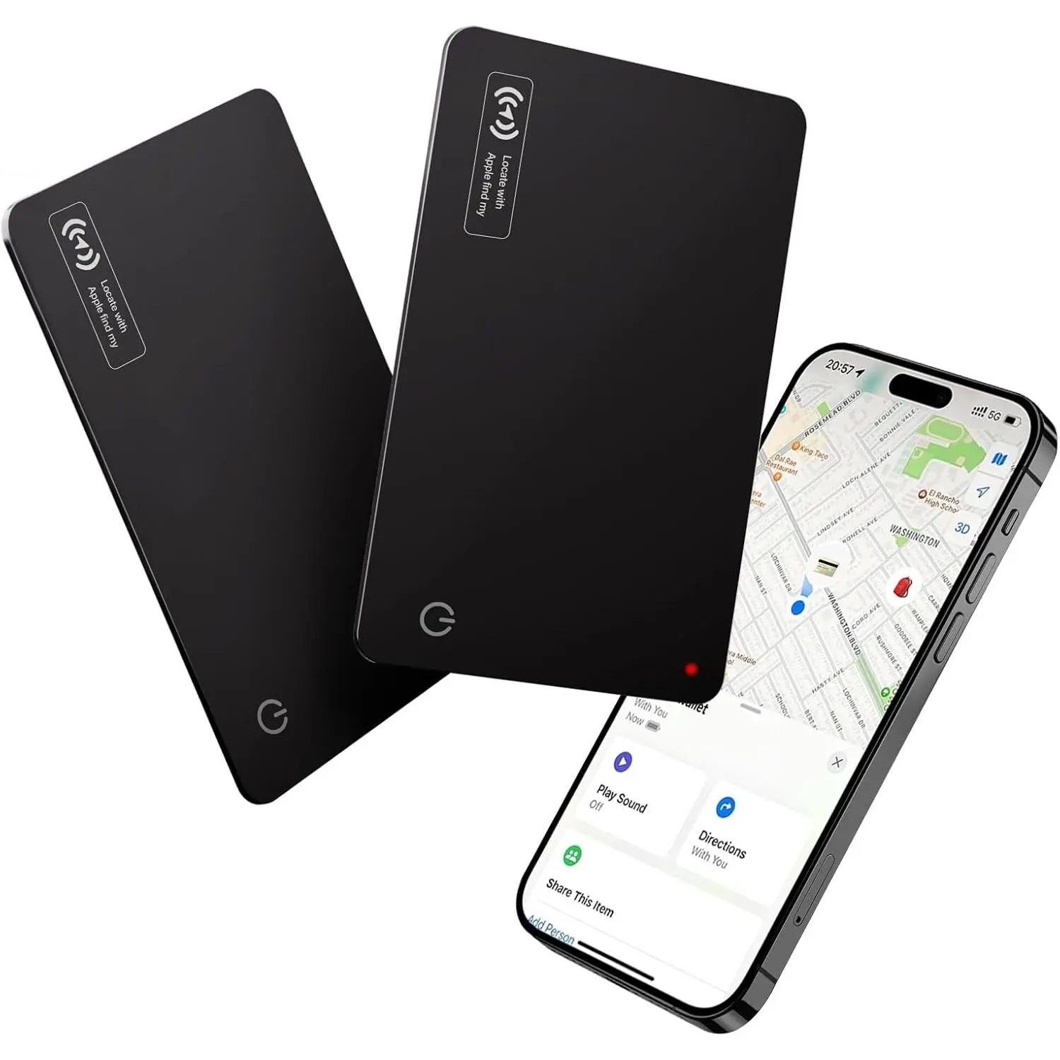 Ultra-Slim Bluetooth Wallet Tracker Card - IP68 Waterproof, Dustproof, Durable, Rechargeable Smart Locator with Protection, End-to-End Encryption, 100dB Alarm, Left-Behind Alerts, Low Self-Discharge Battery (iOS-Only, Black) for Wallet, Luggage, Passport