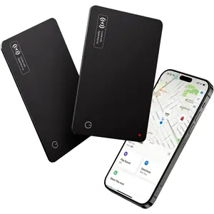 Wallet tracker card ultraslim wallet card with apple find my ios only rechargeable wallet finder smart card tracker item locator for luggage idcredit card passport black