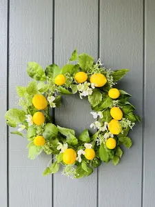 18'' Lemon Wreath for Front Door Spring Decorative Wreath Summer Lemon Wreath Wedding Home Decor Lemon Tree