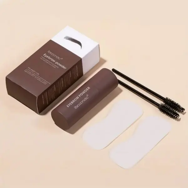Ibconado Eyebrow Powder - Natural Look, Long-Lasting, Easy Application, Perfect for Daily Use, Includes Brush and Pads Makeup Dark Brown