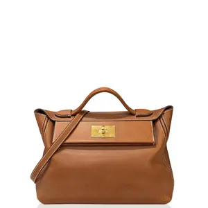Pre-owned HERMÈS Leather tote bags Hermes 24/24 29 Barenia Faubourg 34 Fauve (jx012526a8)