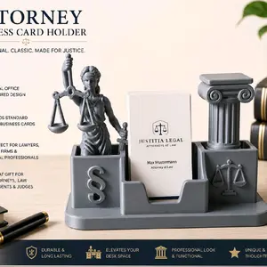 Attorney Business Card Holder | Lawyer Desk Decor | Legal Office Business Card Display | Lady Justice Desk Organizer | Law Firm Gift