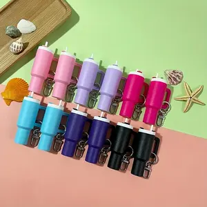 12pcs Mini Tumbler Keychain Set, Hand Washable Plastic, Simple Style, Unplated, Non-Braided, Ideal for Lipstick, Keys & Small Items, Perfect Gift for Christmas, Thanksgiving, Mardi Gras