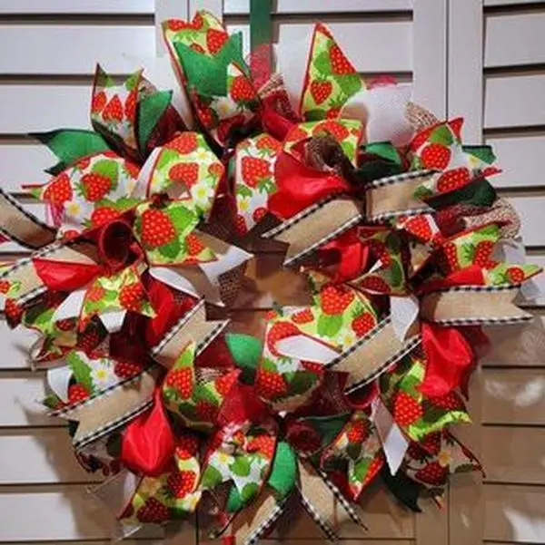 Strawberry Door Wreath Decoration Your Choice - Gnome - Welcome - Plain