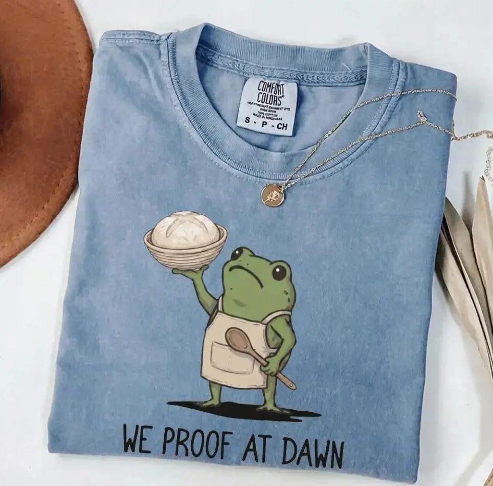 Comfort Colors Sourdough Frog Meme Bread Baking Tshirt For Chefs And Starter Lovers, Graphic Cotton Tee, Daily Casual Wear, Apparel Made In The Usa		