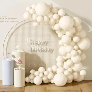 DECOCKRAT 130PCS Ivory White Balloons, Latex Balloons Different Sizes 18/12/10/5 Inch, Helium Balloons with Ribbon, Party Balloon for Birthday Wedding Graduation Anniversary Baby Shower Decoration
