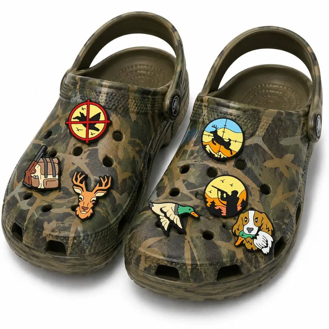 Set of 7 Duck Deer Hunting Shoe Charms Croc