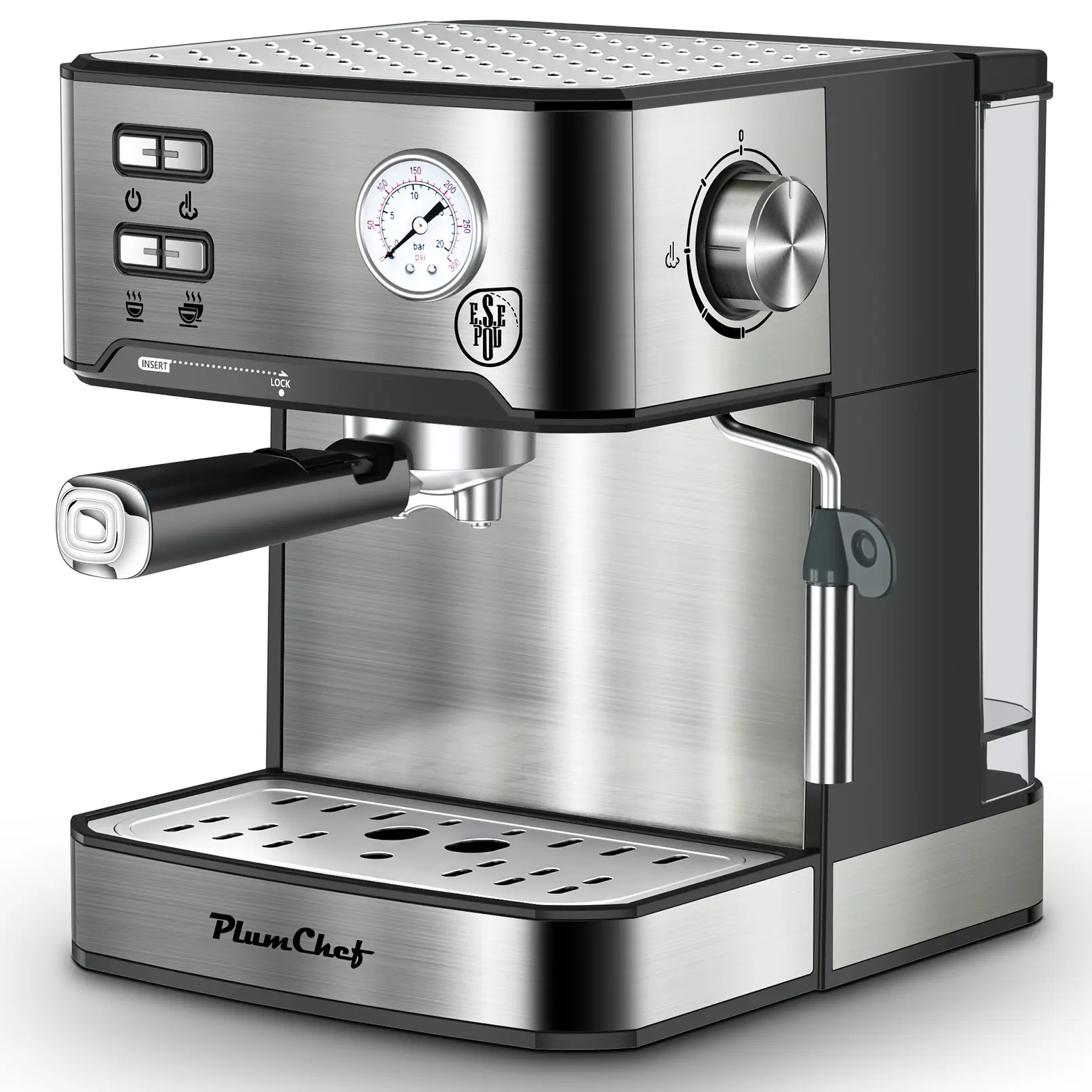Semi-Automatic Espresso Machine, 20 Bar Professional Home Barista Edition with Milk Frother, Single-Double Shot, ESE Pod Compatible, Pressure Display, Removable Water Tank for Cappuccino, Latte