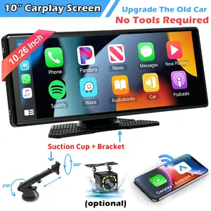 Portable Wireless CarPlay Car Stereo Android Auto Screen, 10.26 Inch Touchscreen Car Radio with  Voice Control Bluetooth Hands Free & 1080P Backup Camera