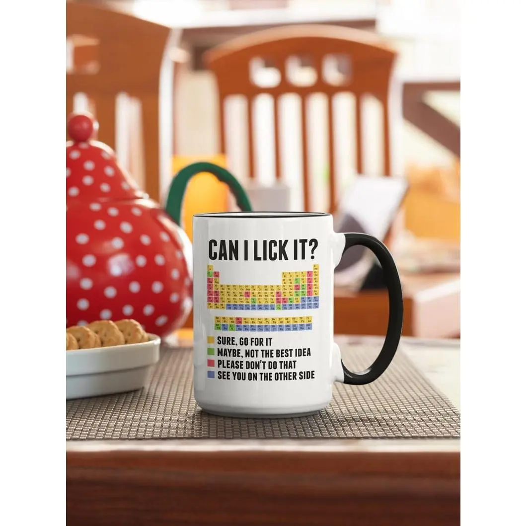 [ Sale Up To 50%] Funny Periodic Table Mug, Can I Lick It Science Cup, Chemistry Teacher Gift, Nerdy Science Coffee