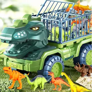 Dinosaur Truck Toys for Kids, Tyrannosaurus Transport Car Carrier Truck with Dinosaur Figures, Capture Jurassic Play Set for Boys and Girls  3-5 Years
