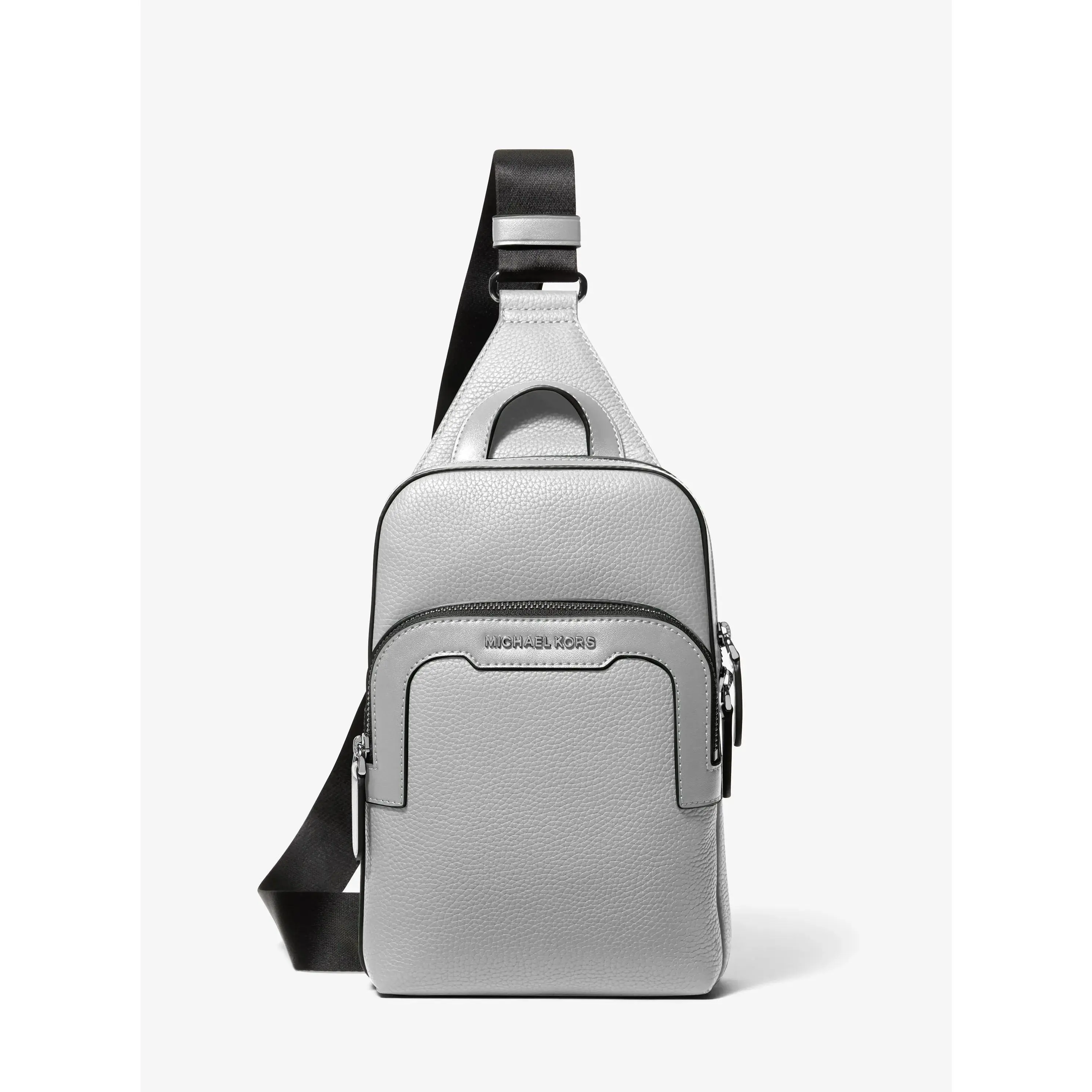Hudson Medium Pebbled Leather Double-Zip Sling Bag
